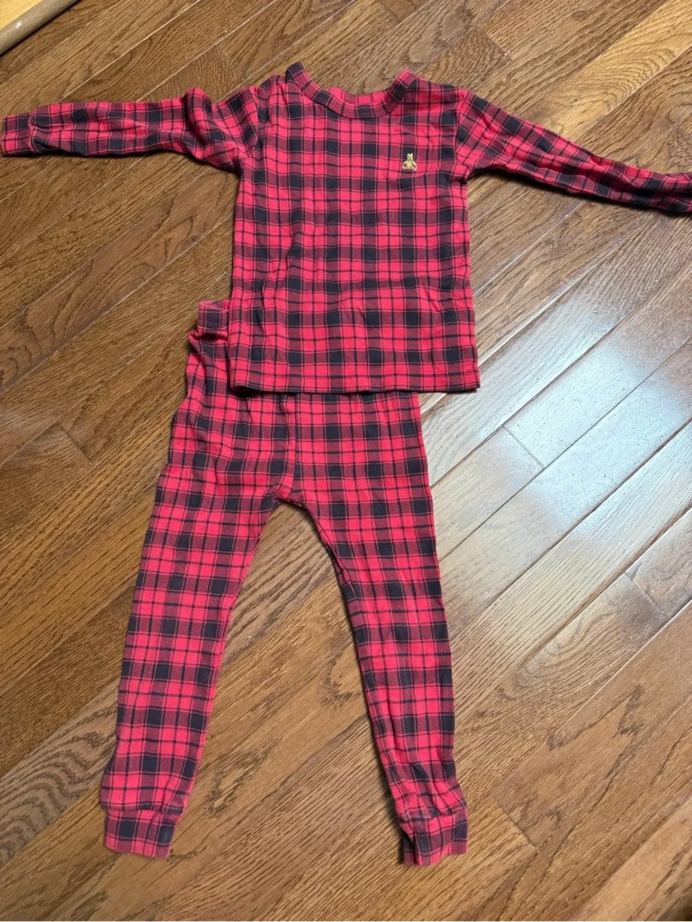 GAP Red and Black Plaid Long-Sleeve Kids Pajama Set unisex holiday 3T